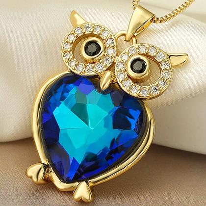 Imagem de Colar com pingente coruja azul