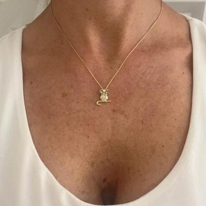 Imagem de Colar com pingente coruja banhado a ouro 18k