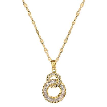 Imagem de Colar com Pingente de Coração de Zircônia em Aço Inoxidável Dourado - Joia Geométrica para Mulheres