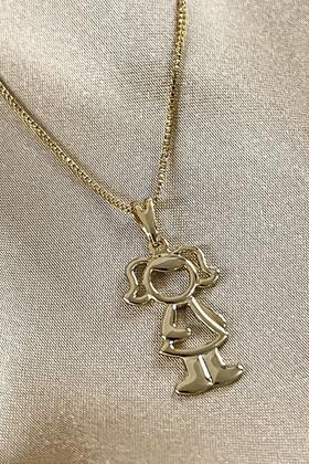 Imagem de Colar Com Pingente De Menina Banhado Em Ouro 18k F027