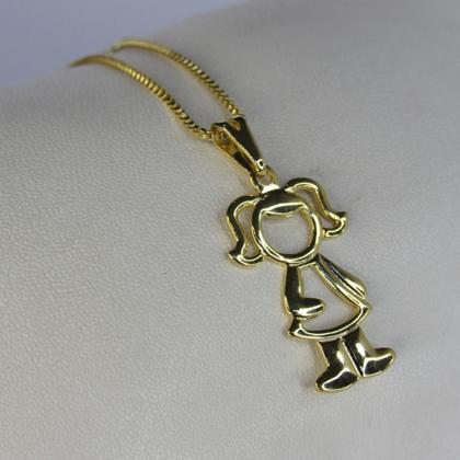 Imagem de Colar Com Pingente De Menina Banhado Em Ouro 18k F027