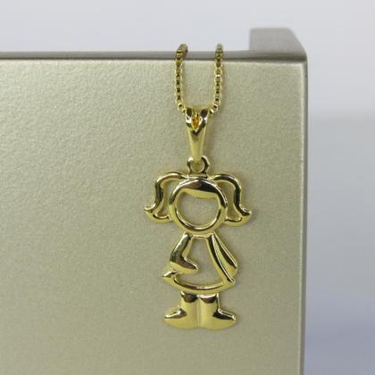 Imagem de Colar Com Pingente De Menina Banhado Em Ouro 18k F027