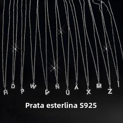 Imagem de Colar com Pingente de Nome e Letras em Prata 925 com Zircônia - Para Meninas