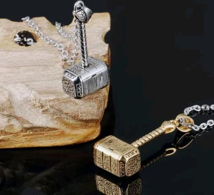 Imagem de Colar com Pingente Masculino Aço inox Símbolo do Norse Viking Martelo de Thor