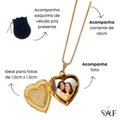 Imagem de Colar com Pingente Relicário De Coração Com Foto