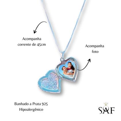 Imagem de Colar com Pingente Relicário De Coração Com Foto