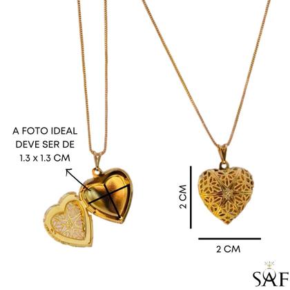 Imagem de Colar com Pingente Relicário De Coração Com Foto