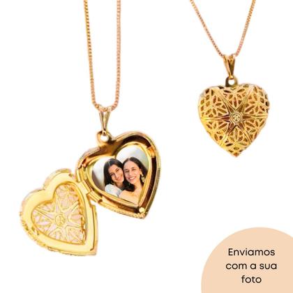 Imagem de Colar com Pingente Relicário De Coração Com Foto