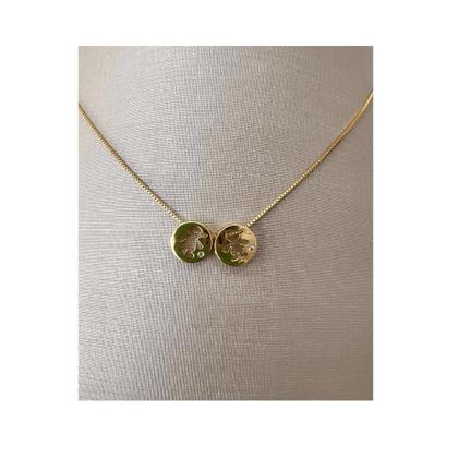 Imagem de Colar com pingentes Filhos dois meninos com zirconia banhado Ouro