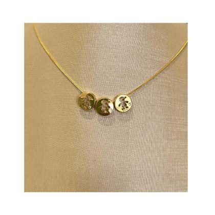 Imagem de Colar com pingentes Filhos três meninos com zirconia banhado Ouro
