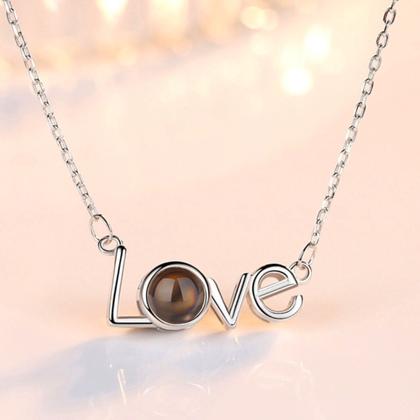 Imagem de Colar Conjunto Love Presente Aniversário Esposa Projeção Eu Te Amo 100 Idiomas + Porta Jóias + Dedicatória