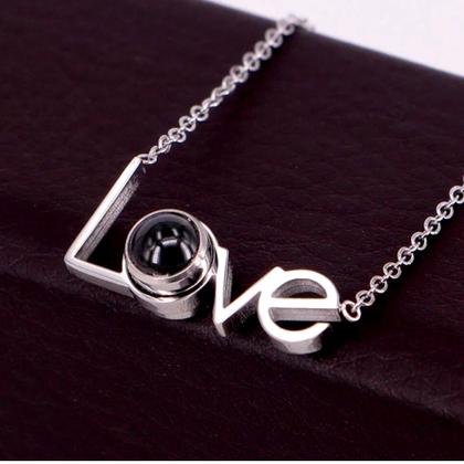 Imagem de Colar Conjunto Love Presente Aniversário Esposa Projeção Eu Te Amo 100 Idiomas + Porta Jóias + Dedicatória