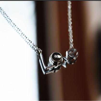 Imagem de Colar Conjunto Love Presente Aniversário Esposa Projeção Eu Te Amo 100 Idiomas + Porta Jóias + Dedicatória