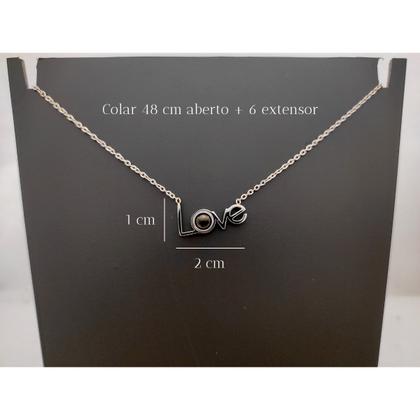 Imagem de Colar Conjunto Love Presente Aniversário Esposa Projeção Eu Te Amo 100 Idiomas + Porta Jóias + Dedicatória