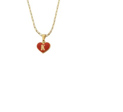 Colar Cordão Corrente Feminina Pingente Coração do Amor Letra Inicial K Banhado a Ouro 18k. - Anaisa Semijoias Imagem de Colar Cordão Corrente Feminina Pingente Coração do Amor Letra Inicial K Banhado a Ouro 18k.
