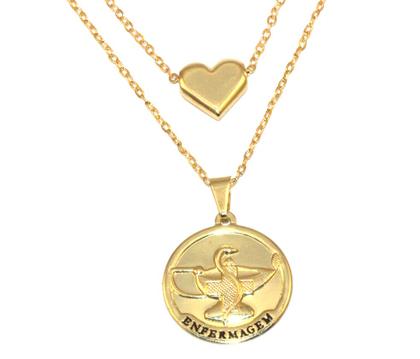 Imagem de Colar Cordão Duplo Enfermagem Medicina Médica Folheado