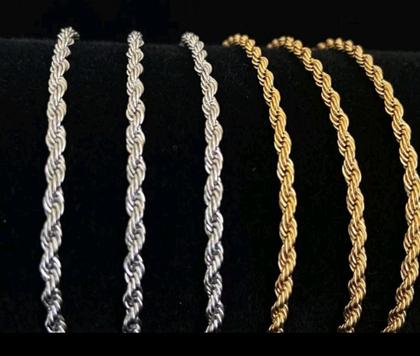 Imagem de Colar Cordão Feminino elos Baiano Torcido Folheado Ouro 18k  / Choker Gargantilha Prata/ Dourado Tendência Moda