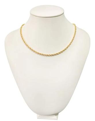 Imagem de Colar Cordão Feminino elos Baiano Torcido Folheado Ouro 18k  / Choker Gargantilha Prata/ Dourado Tendência Moda