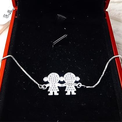 Imagem de Colar Cordão Pingente Filhos Mãe e Filho Banhado a Prata 