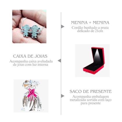 Imagem de Colar Cordão Pingente Filhos Mãe e Filho Banhado a Prata 