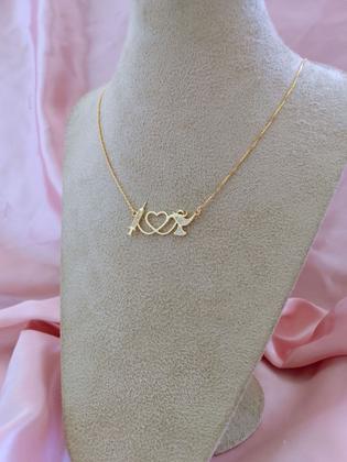 Imagem de Colar Cordão Profissão Enfermagem Pedras Zirconia Folheado a Ouro 18k