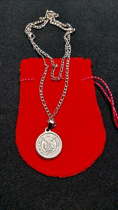 Imagem de COLAR CORRENTE AÇO INOX FÍGARO 70cm MEDALHA SÃO BENTO RELEVO