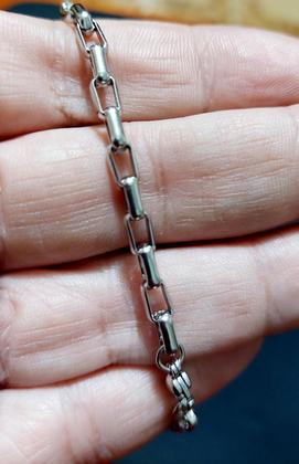 Imagem de COLAR Corrente Aço Inox grossa Tijolinho 4.0 mm 60 cm prata
