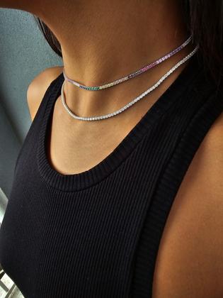Imagem de Colar Corrente Chocker Gargantilha Riviera Color - Prata925