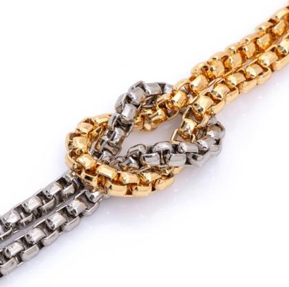 Imagem de Colar Corrente Feminino Elo Duplo elos 6mm com Nó Folheado Ouro Dourado com Prata Inspiração Blogueira Feminina 2024