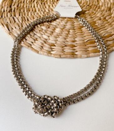 Imagem de Colar Corrente Feminino Elo Duplo elos 6mm com Nó Folheado Ouro Dourado com Prata Inspiração Blogueira Feminina 2024