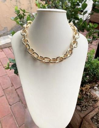 Imagem de Colar Corrente feminino Elos Grosso Folheado a Ouro 18K Moda Blogueira Dourado 