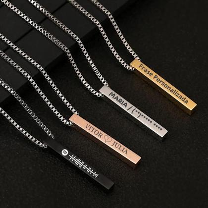 Imagem de Colar Corrente Gravação Personalizada A laser 4 Cores Luxo