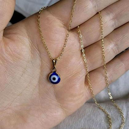 Imagem de COLAR CORRENTE OLHO GREGO FOLHEADO A OURO DOURADO CORRENTE FEMININO choker gargantilha