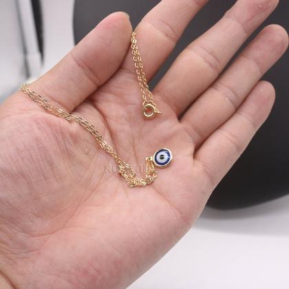 Imagem de COLAR CORRENTE OLHO GREGO FOLHEADO A OURO DOURADO CORRENTE FEMININO choker gargantilha