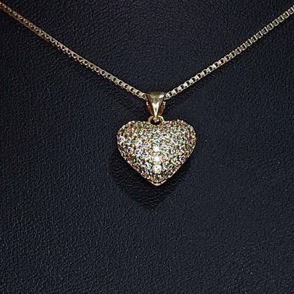 Imagem de Colar Corrente Pedra Zirconia Coração Semijoia Presente