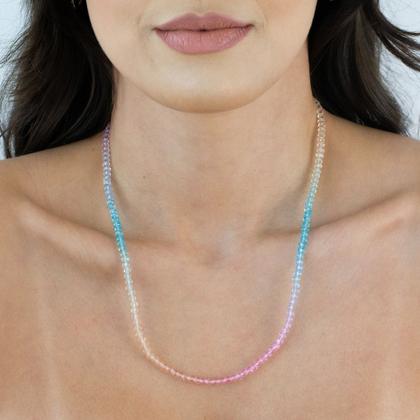 Imagem de Colar cristais coloridos tons pastéis