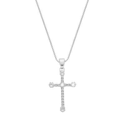Imagem de Colar cruz cravejada torcida prata 925 banhada semijoia 45cm
