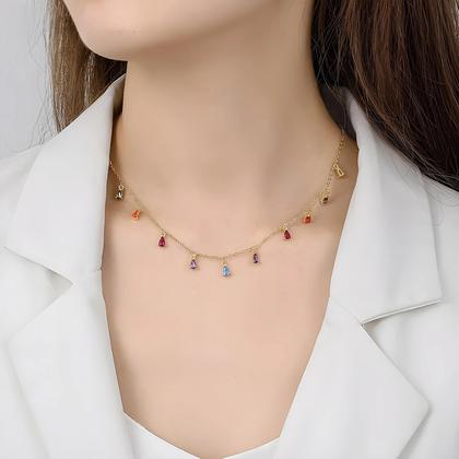 Imagem de Colar de Borla com Zircônia - Banhado a Ouro - Gargantilha para Mulheres