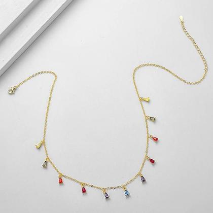 Imagem de Colar de Borla com Zircônia - Banhado a Ouro - Gargantilha para Mulheres