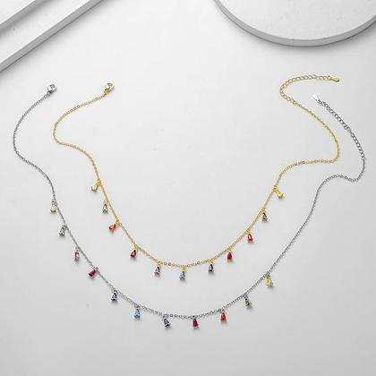 Imagem de Colar de Borla com Zircônia - Banhado a Ouro - Gargantilha para Mulheres