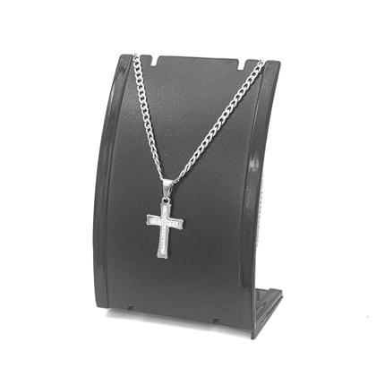 Imagem de Colar de cruz crucifixo prata cravejado ponto de luz strass masculino feminino 45cm 60cm 70CM