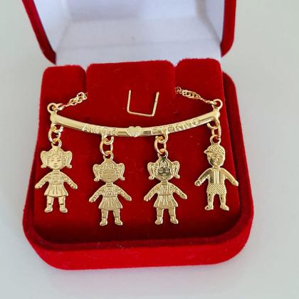 Imagem de Colar de filhos filhas de 1 a 4 pingentes banhados a ouro 18k