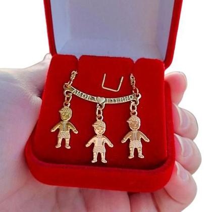 Imagem de Colar de filhos filhas de 1 a 4 pingentes banhados a ouro 18k