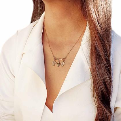 Imagem de Colar de Filhos Mãe de Dois Meninos e uma Menina com Corações Folheado em Ouro 18K SoftJoias 