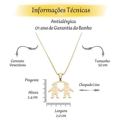 Imagem de Colar de Filhos Meninos Liso Banhado Ouro 18k
