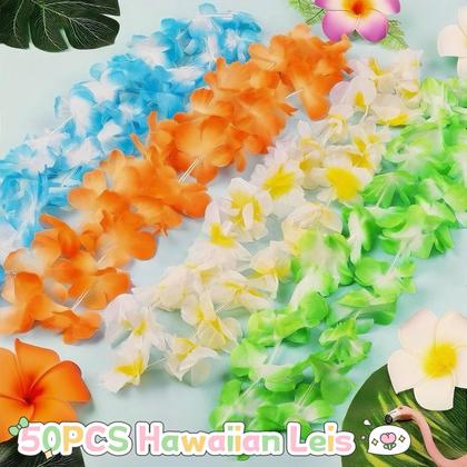 Imagem de Colar de flores tropicais Hawaiian Leis TSMJUWND 50 unidades