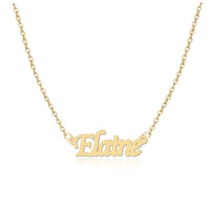 Imagem de Colar de Nomes Elaine Folheado a dourado Ou Preteada Prata Em Aço Inox Corrente De Letra