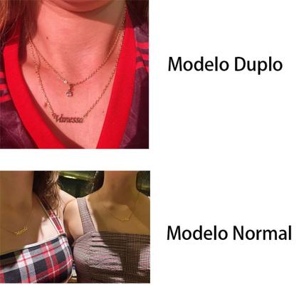 Imagem de Colar de Nomes Elaine Folheado a dourado Ou Preteada Prata Em Aço Inox Corrente De Letra