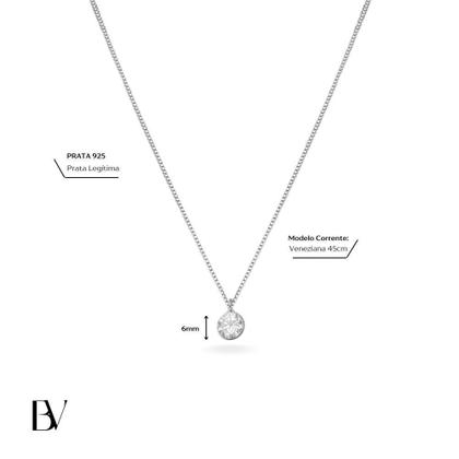 Imagem de Colar de Prata Feminino Ponto de Luz 45cm - Prata 925