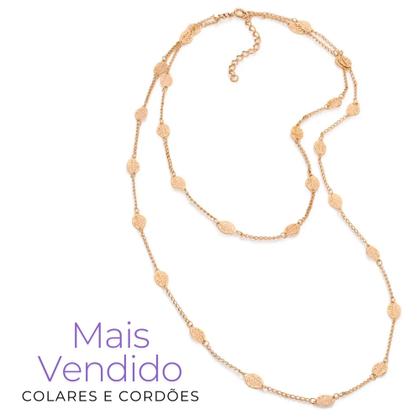 Imagem de Colar Detalhes De Folhas Feminino Rommanel Banhado A Ouro 18k Lindo Elegante